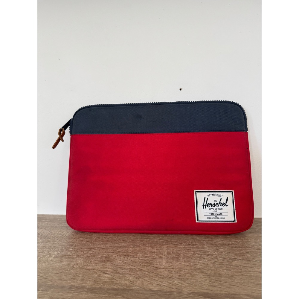 Herschel Supply Co Laptop Sleeve Red Navy Colorblock Padded Case Zippered